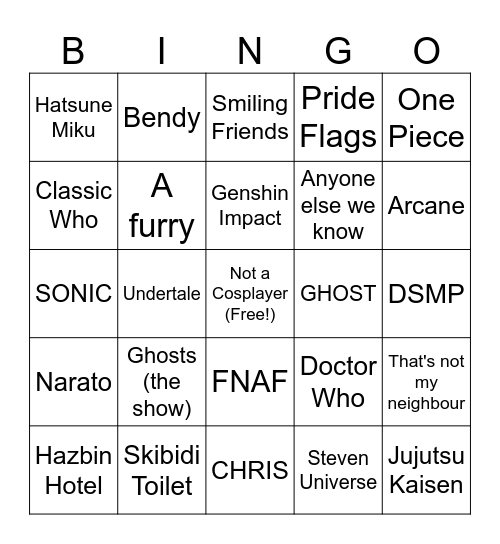 Comic Con Bingo!! Bingo Card