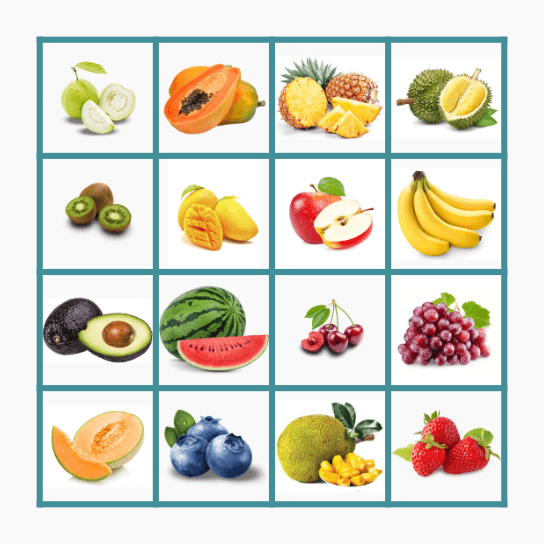 FRUIT Bingo Card