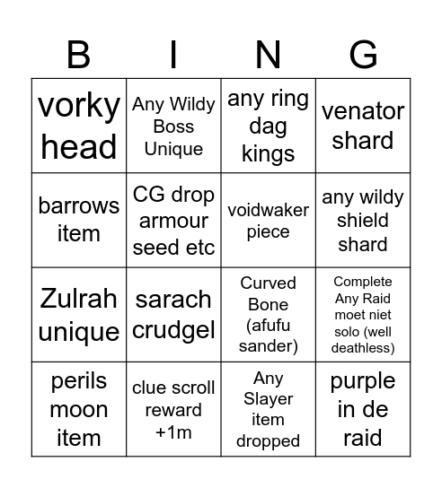 OSRS Bingo Card