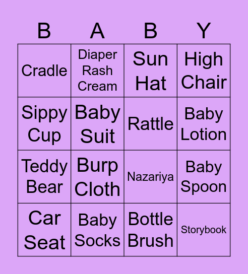 Baby BINGO! Bingo Card