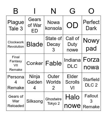 Xbox Showcase 2025 Bingo Card