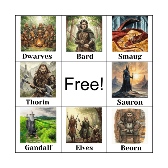 The Hobbit Bingo Card