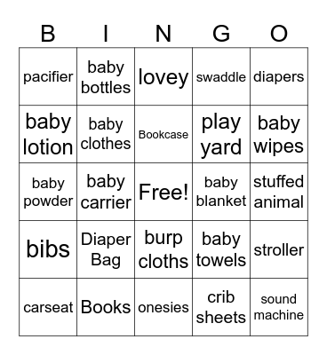 Baby Shower Gift Bingo Card