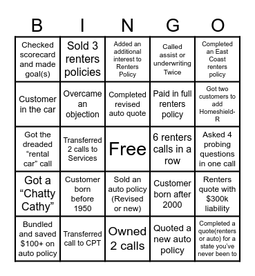 June Sales Bingo! Bingo Card