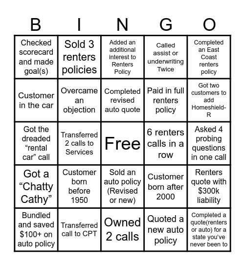 June Sales Bingo! Bingo Card
