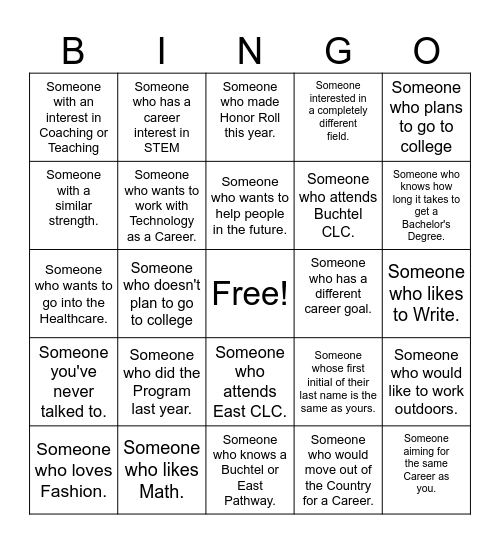 Find Someone Bingo Card