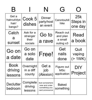 Summer 2025 Bingo Card
