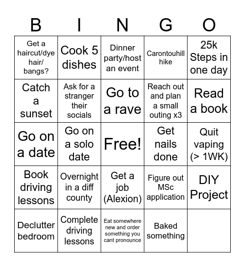 Summer 2025 Bingo Card