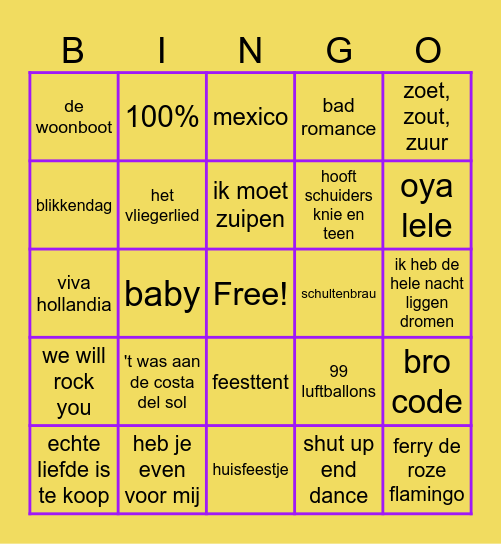 muziek bingo Card