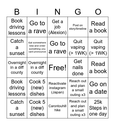 Summer 2025 Bingo Card