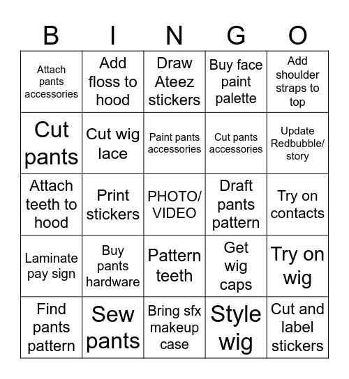 Jinx 6/8 Bingo Card