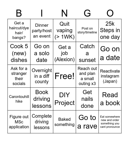 Summer 2025 Bingo Card