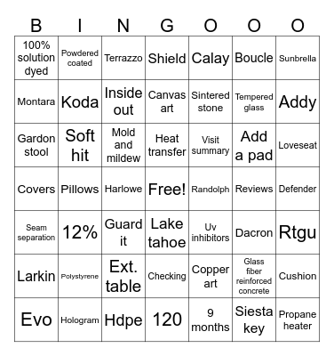 Patio bingo Card