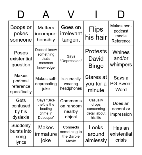 DAVID BINGO Card