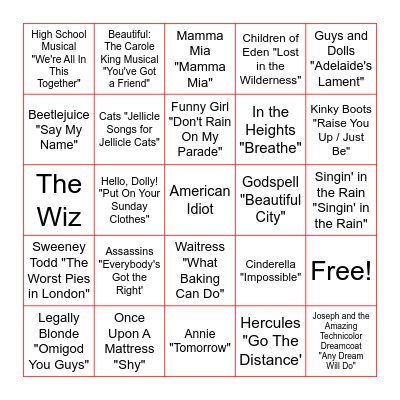 MUSICAL BINGO Card