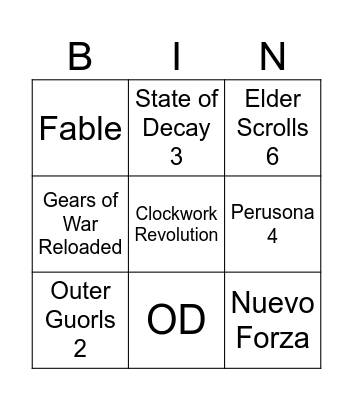 Xbox Showcase 2025 Bingo Card