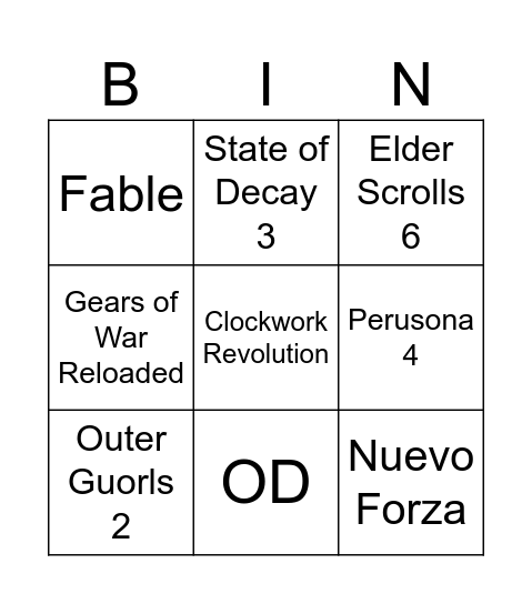 Xbox Showcase 2025 Bingo Card