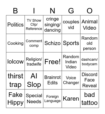 Brainrot Bingo Card