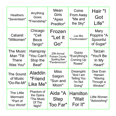 MUSICAL BINGO Card