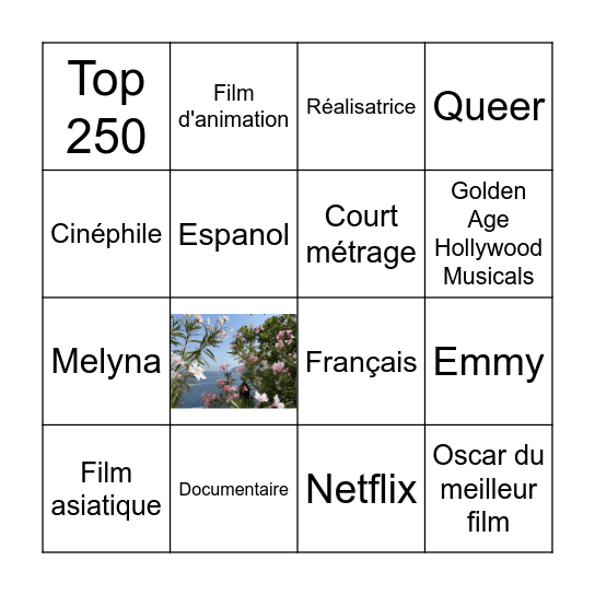 Bingo Cinéma du mois Bingo Card