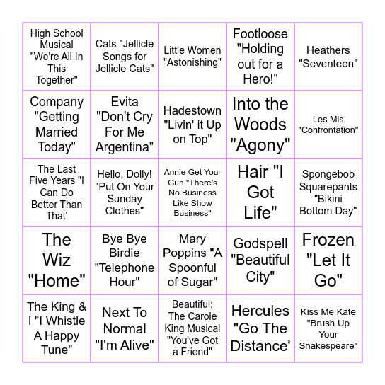 MUSICAL BINGO D Bingo Card