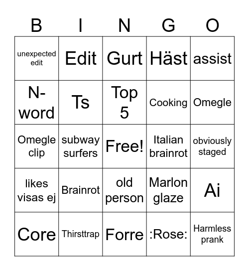 Bingo board för vidde och vicce och ksk emil Bingo Card