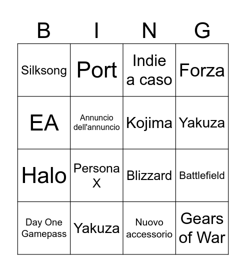 Untitled Bingo Card