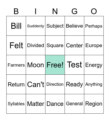 Untitled Bingo Card