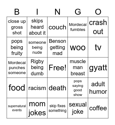 regular show bingo Card