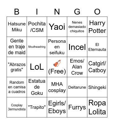 Convencion/frikiplaza en LATAM Bingo Card
