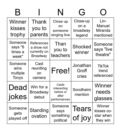 Ton's Bingo Card