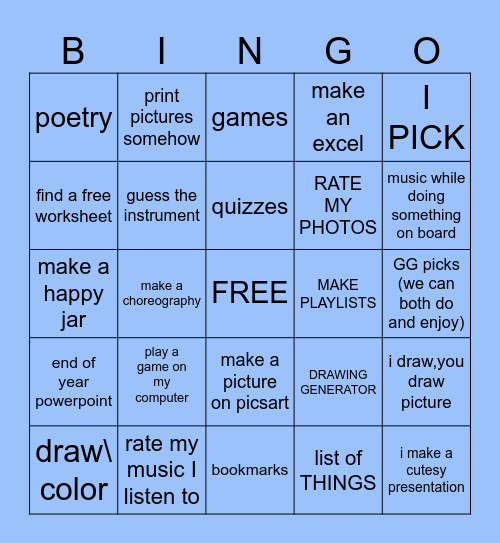we should.... Bingo Card