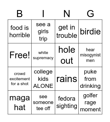 GOLF  FUN Bingo Card