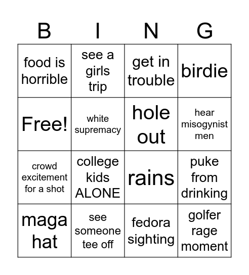 GOLF  FUN Bingo Card
