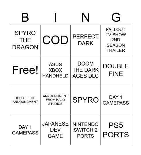 BINGO Card