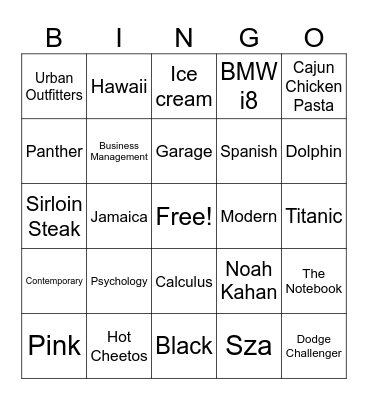 Grad/18 Party Bingo Card