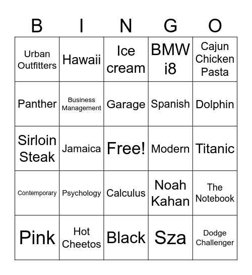 Grad/18 Party Bingo Card