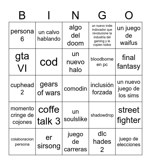 chupillamada Bingo Card