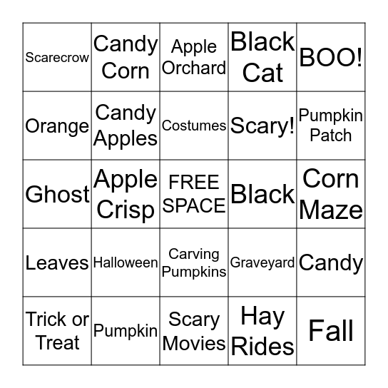 Halloween Bingo  Bingo Card