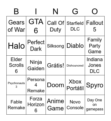 Xbox Game Showcase 2025 Bingo Card
