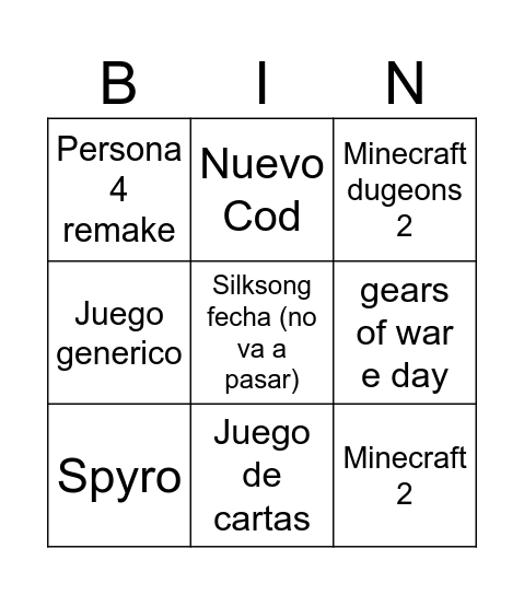 Untitled Bingo Card
