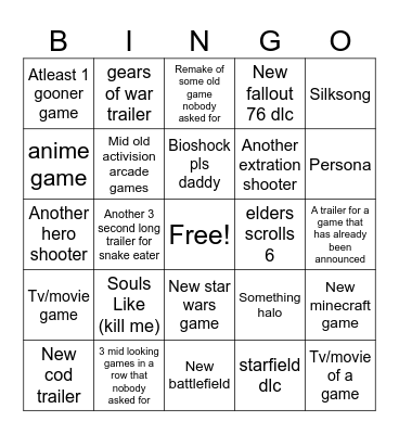 Xbox Direct Bingo Card