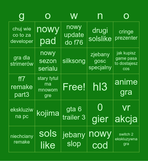 xbox game show Bingo Card