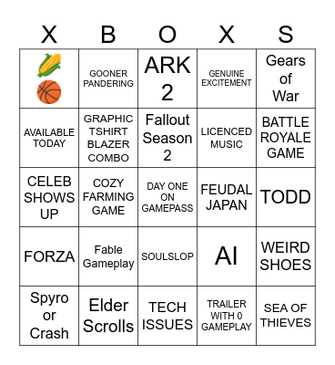 XBOX Bingo Card