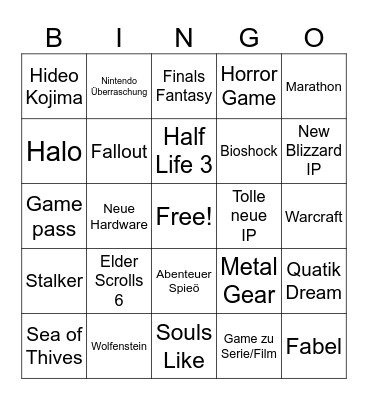 Summer Game Fest Bingo Card