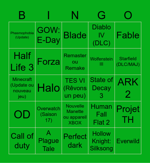 Xbox Games Showcase 2025 Bingo Card