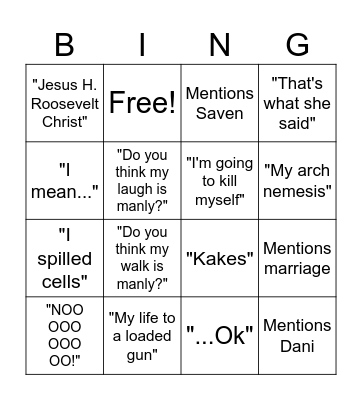 Lil Neef Roast Bingo Card