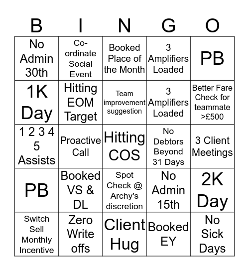 Clerkenwell 2 Bingo November Bingo Card