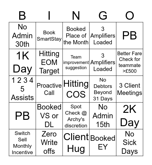 Clerkenwell 2 Bingo November Bingo Card