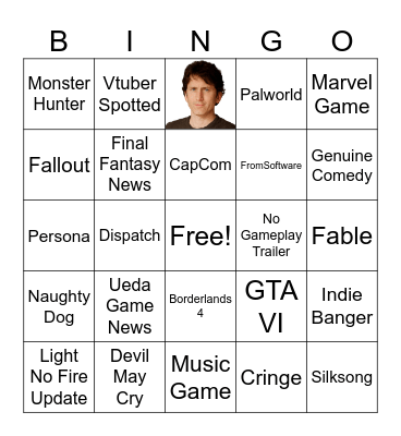 Xbox Showcase Bingo Card